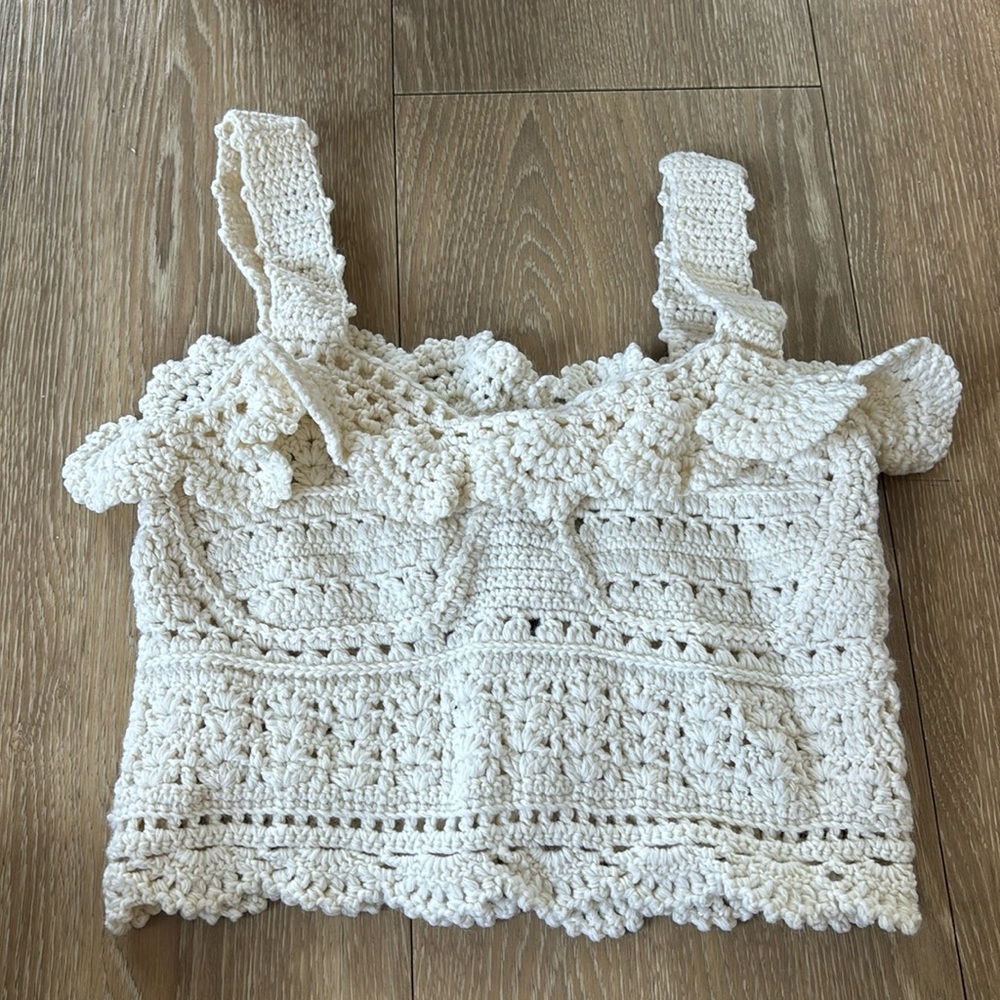 Sea New York Crochet Crop Top in Cream